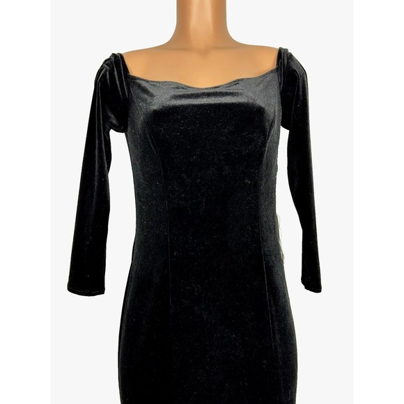 TTY Bridal Women's Size 8 Black Off The Shoulder Velvet Mermaid Evening Gown - Picture 3 of 16